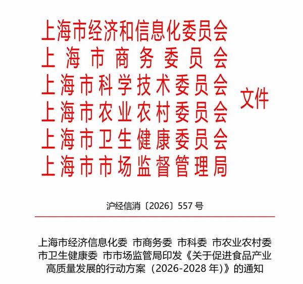 上海印发三年方案：食品产业要冲1600亿